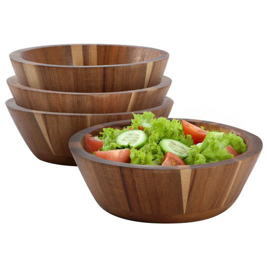 MegaChef 4 Piece 6.75 Inch Acacia Wood Salad Bowl Set W2B