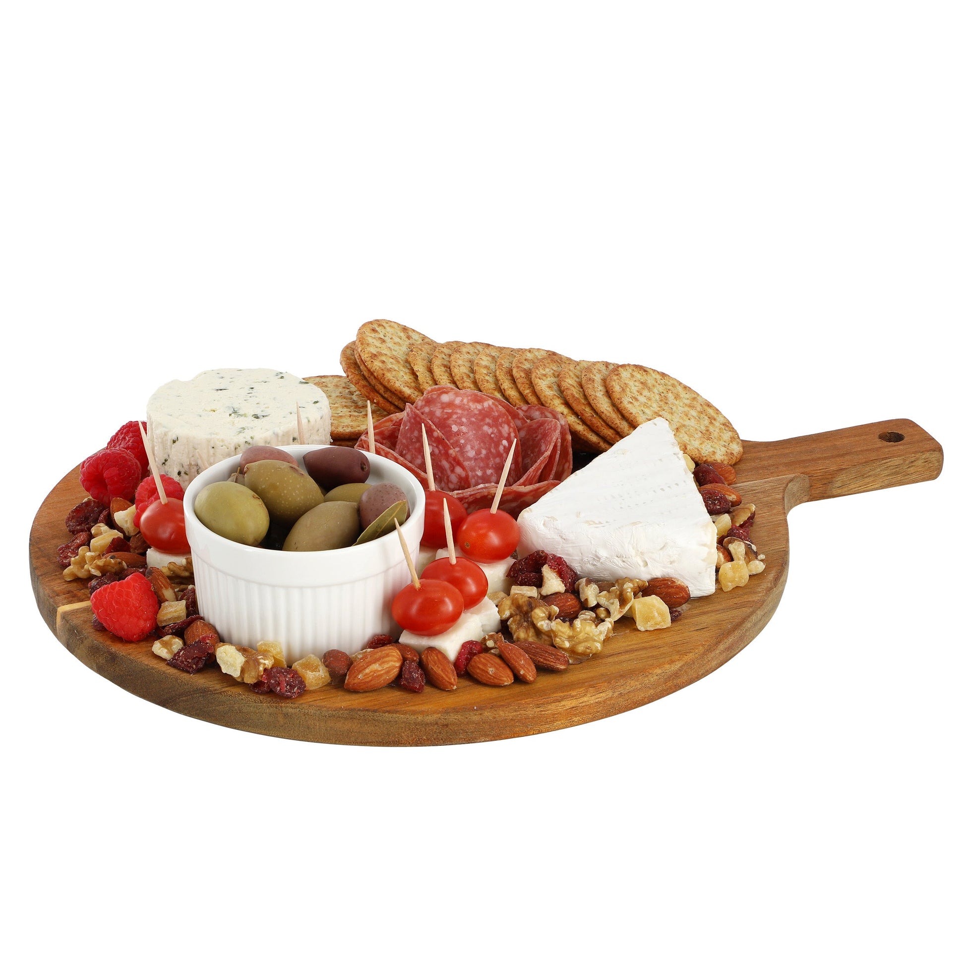 MegaChef 12 Inch Acacia Wood Round Serving Board with Handle W2B