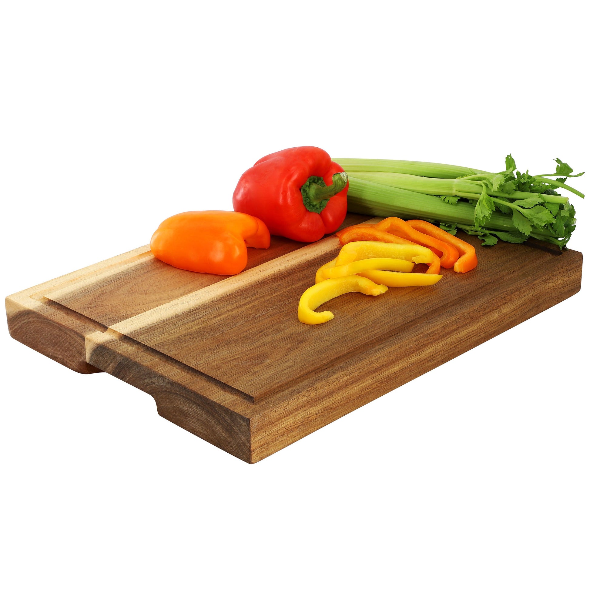 MegaChef 15.5 x 12 Inch Acacia Wood 1.5 Inch Thick Carving and Cutting Serving Butcher Board with Juice Groove W2B