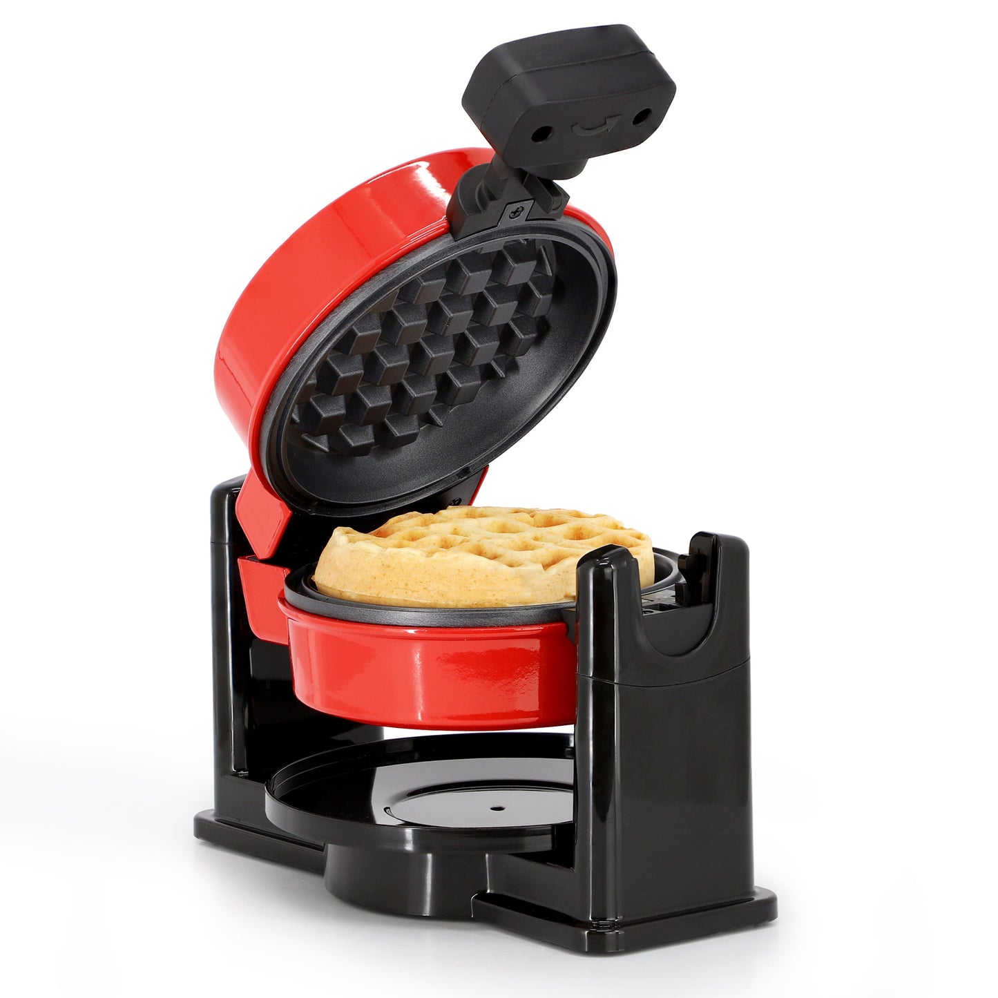 MegaChef Non-Stick Round Electric Flip 5 Inch Belgian Waffle Maker in Red W2B