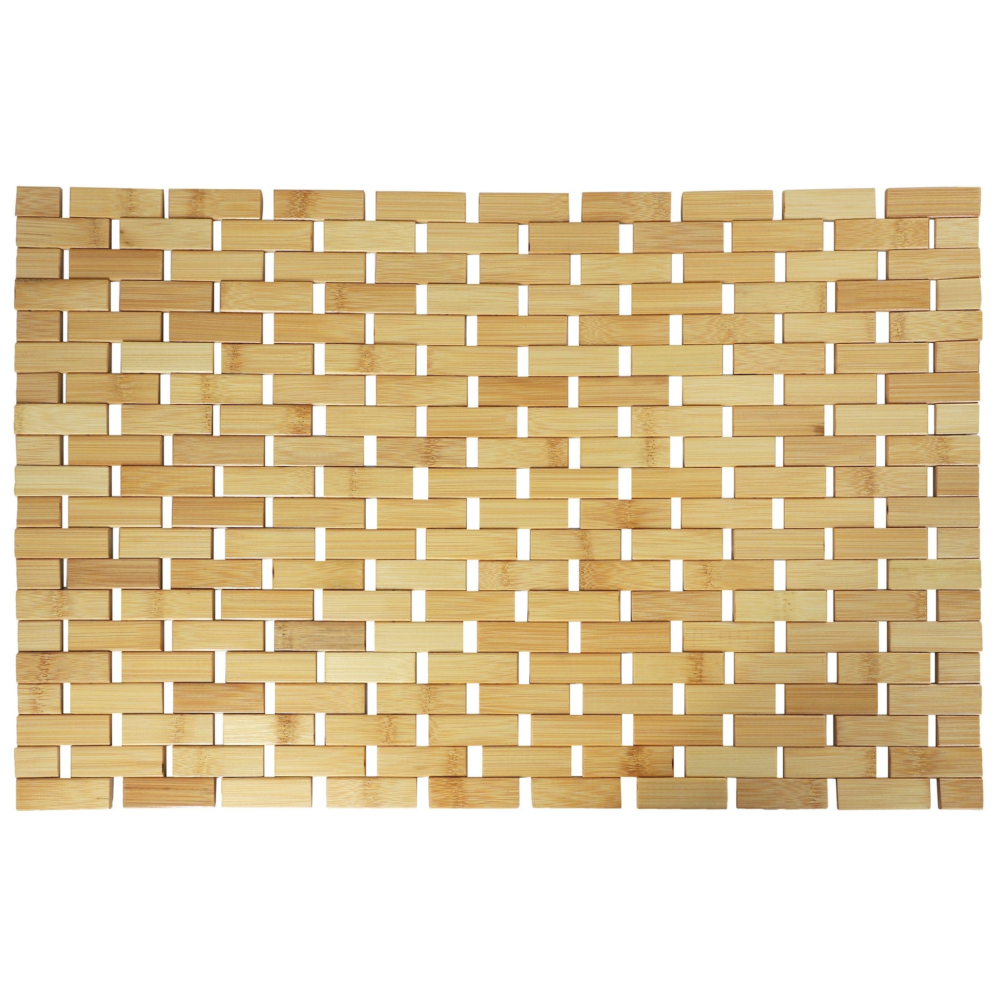 MegaChef Bamboo Wood 16.25 x 24.5 Inch Rectangle Bathroom Mat W2B
