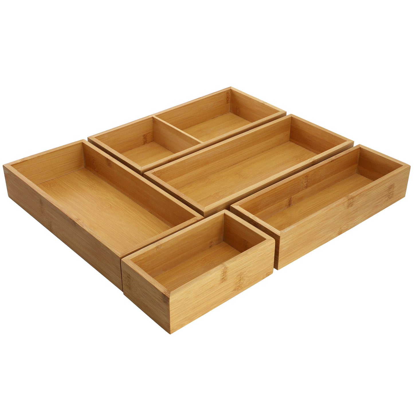 MegaChef 5 Piece Bamboo Storage and Organization Trays W2B