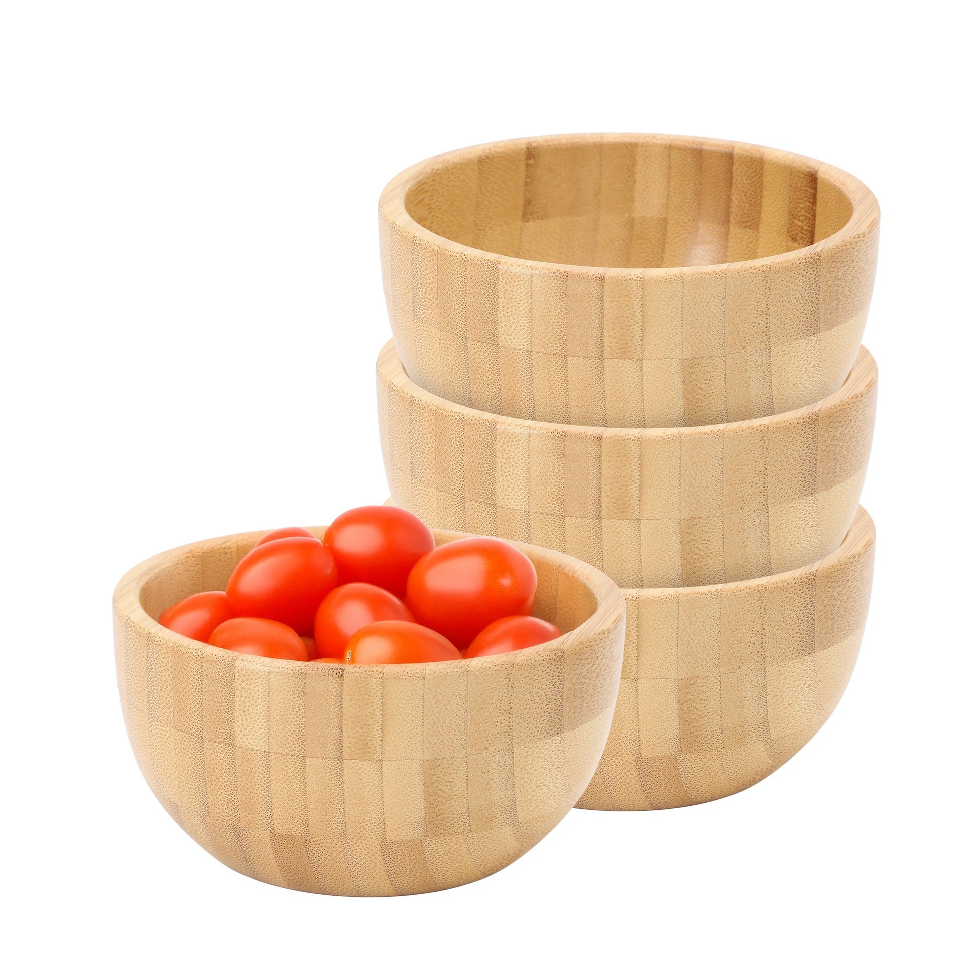 MegaChef 4 Piece 4.75 Inch Bamboo Wood Salad Bowl Set W2B