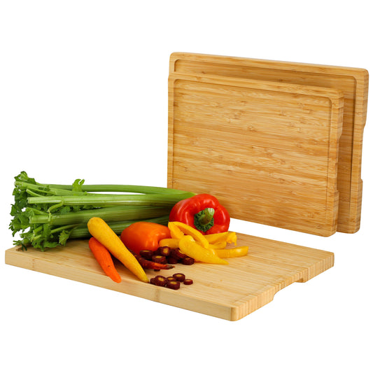 MegaChef 3 Piece Natural Bamboo Cutting Board Set W2B