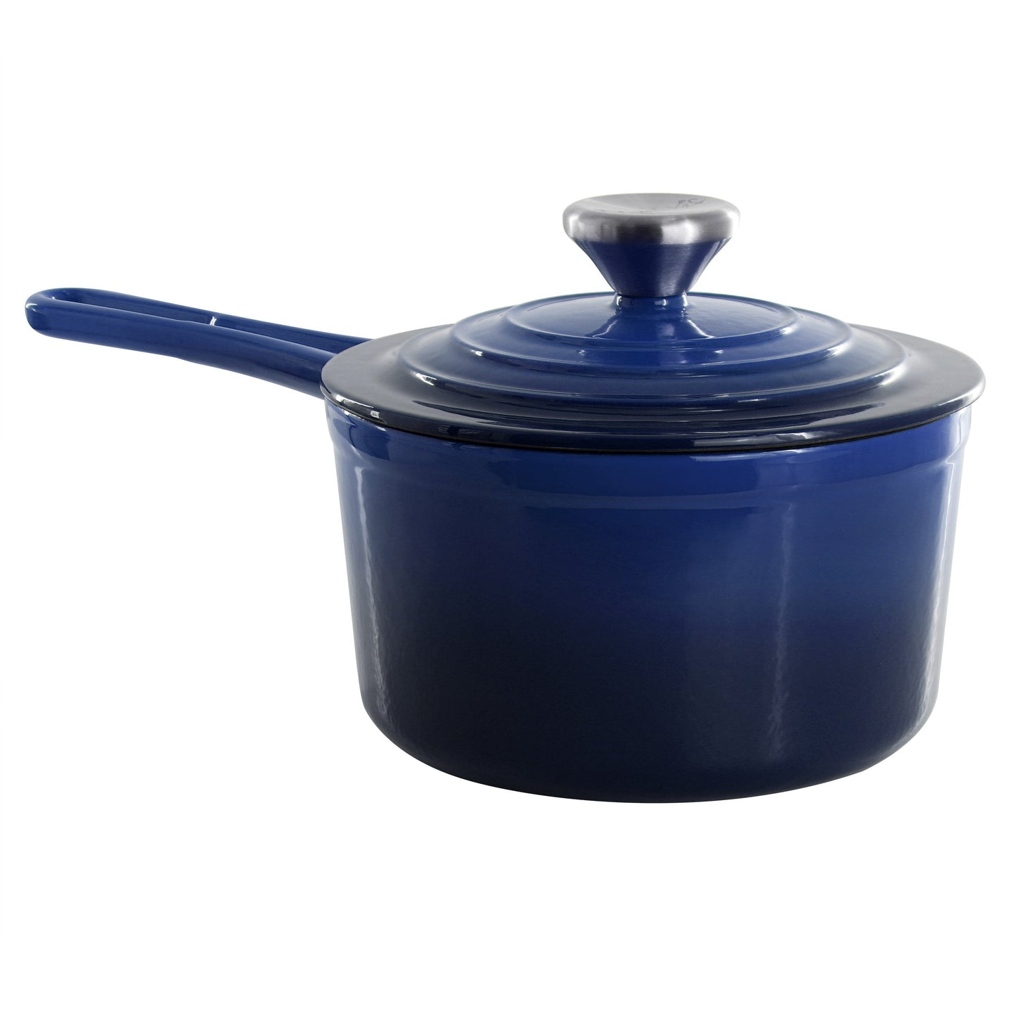 MegaChef 2 Quart Enameled Cast Iron Sauce Pan in Gradient Dark Blue W2B