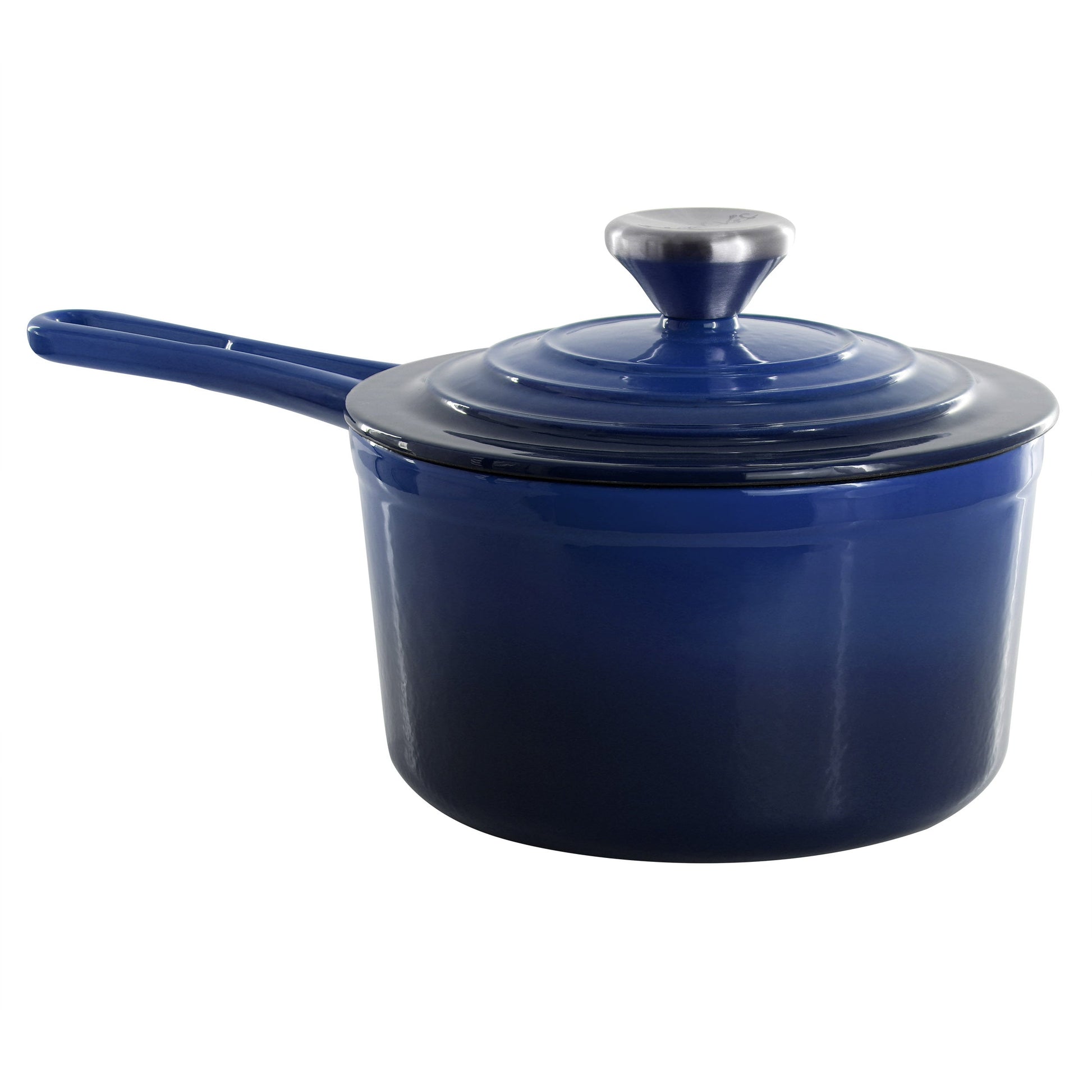 MegaChef 2 Quart Enameled Cast Iron Sauce Pan in Gradient Dark Blue W2B