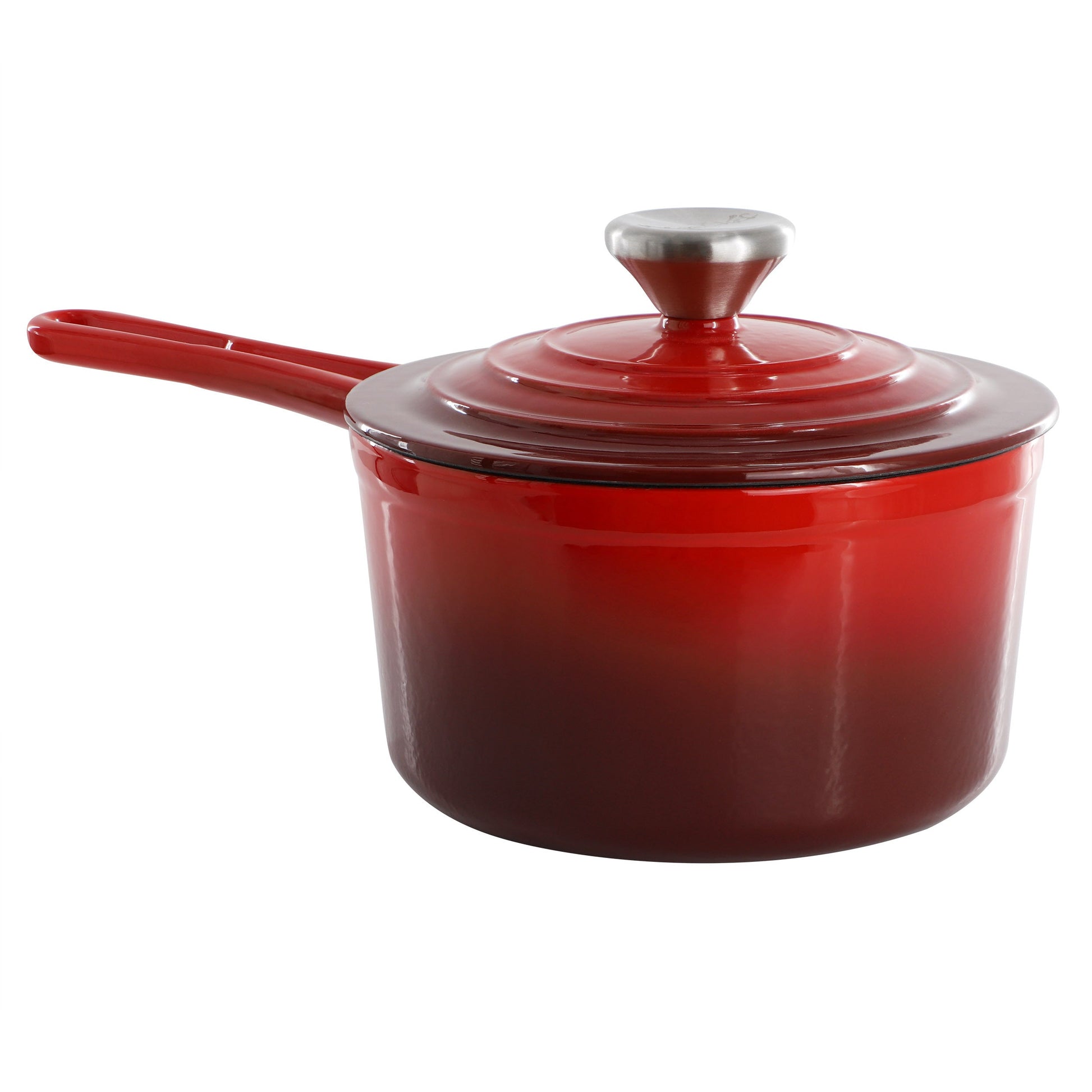 MegaChef 2 Quart Enameled Cast Iron Sauce Pan in Gradient Red W2B
