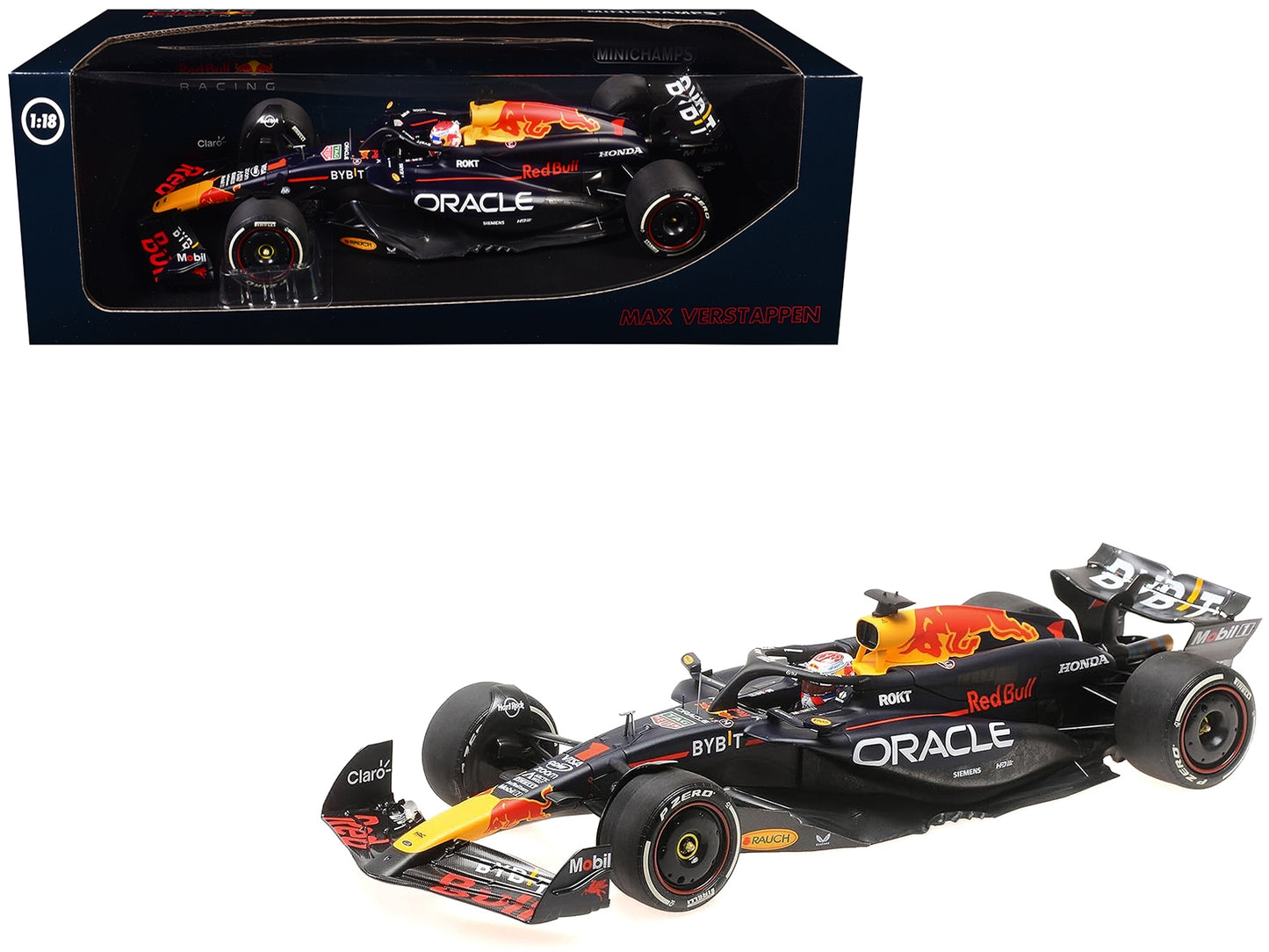 Red Bull Racing RB20 #1 Max Verstappen "Oracle" Winner F1 Formula One "Bahrain GP" (2024) with Driver Limited Edition to 580 pieces Worldwide 1/18 Diecast Model Car by Minichamps