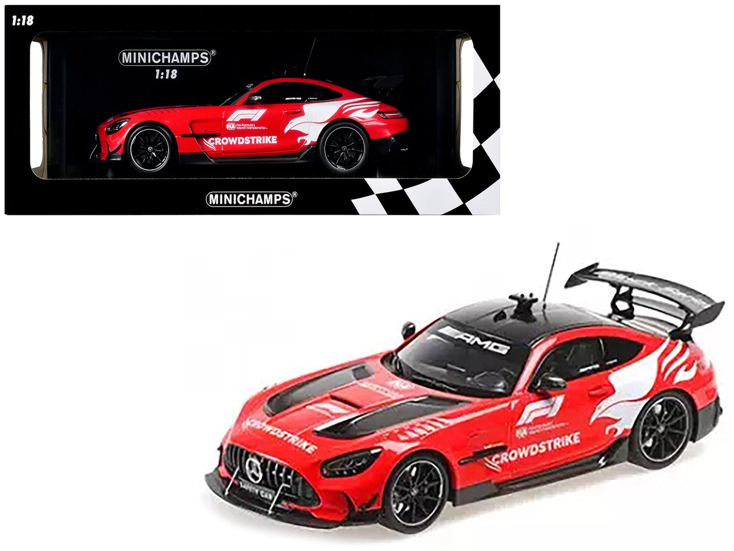 2020 Mercedes-AMG GT Black Series Red with Graphics "FIA Formula One F1 Safety Car" (2023) Limited Edition to 300 pieces Worldwide 1/18 Diecast Model Car by Minichamps