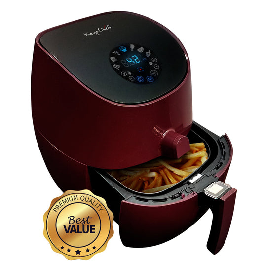 MegaChef 3.5 Quart Airfryer And Multicooker With 7 Pre-Programmed Settings in Burgundy W2B