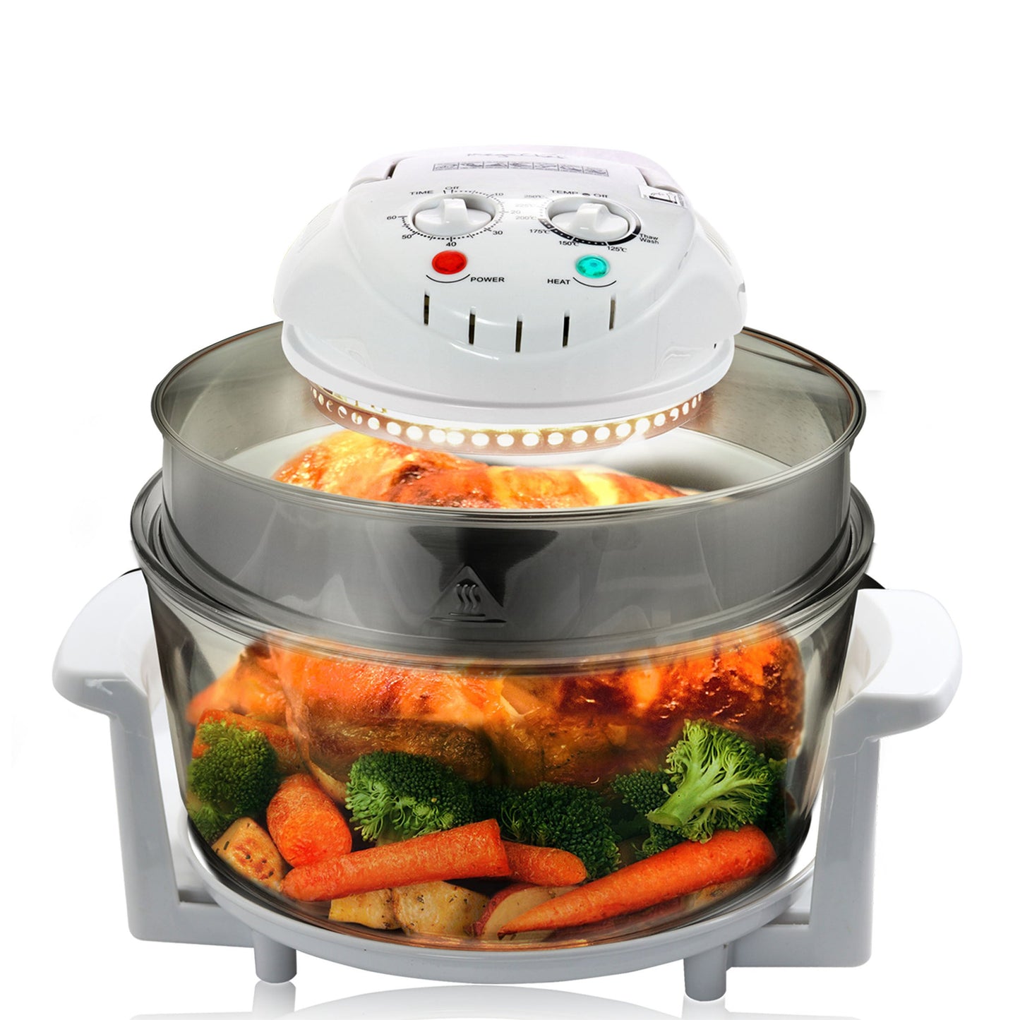 MegaChef Multipurpose Countertop 14.25 Inch Halogen Oven Air Fryer/Rotisserie/Roaster in White W2B