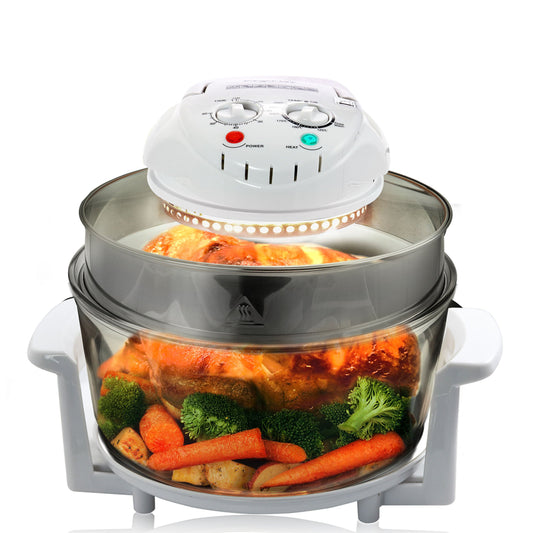 MegaChef Multipurpose Countertop 14.25 Inch Halogen Oven Air Fryer/Rotisserie/Roaster in White W2B