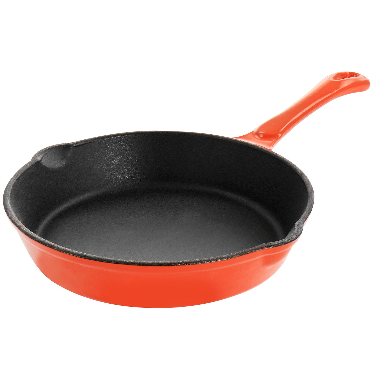 MegaChef Enameled Round 8 Inch PreSeasoned Cast Iron Frying Pan in Orange W2B