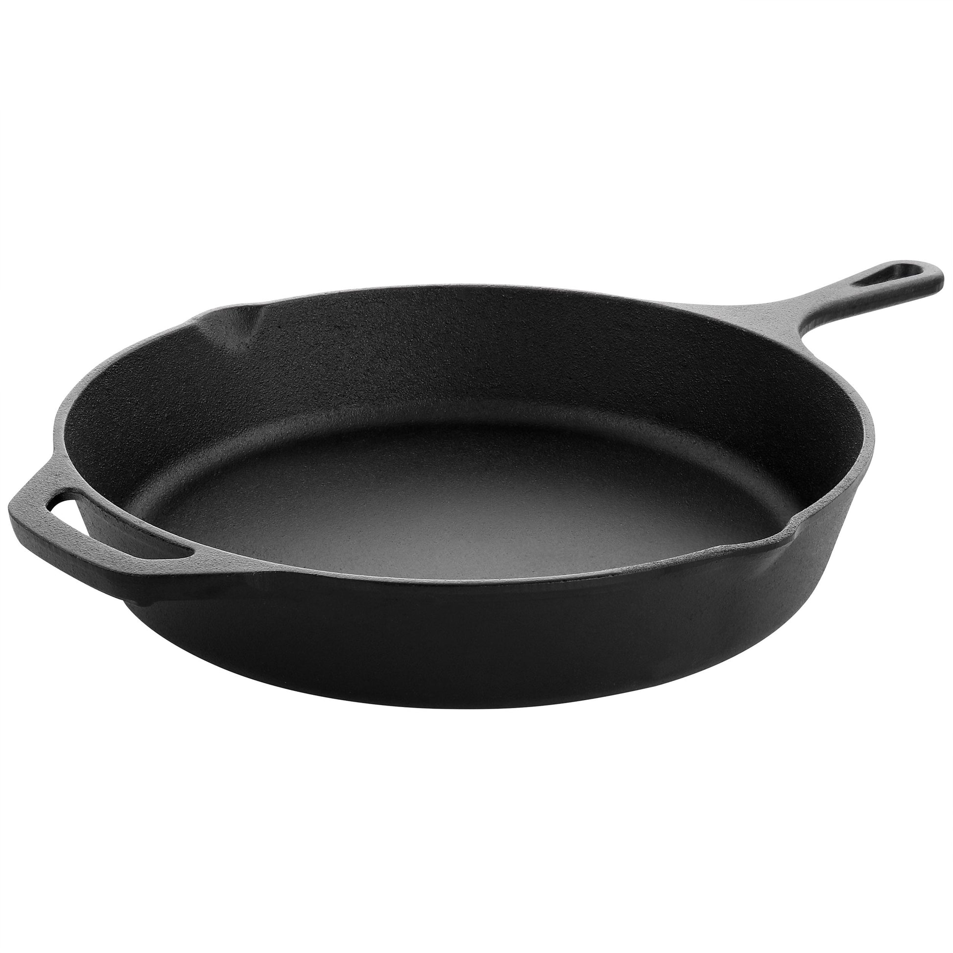 MegaChef 12 Inch Round Preseasoned Cast Iron Frying Pan in Black W2B