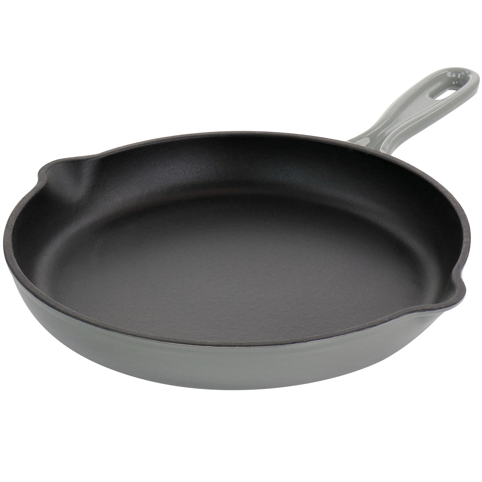 MegaChef Round 10.25 Inch Enameled Cast Iron Skillet in Gray W2B