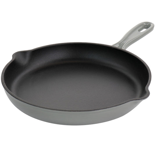 MegaChef Round 10.25 Inch Enameled Cast Iron Skillet in Gray W2B