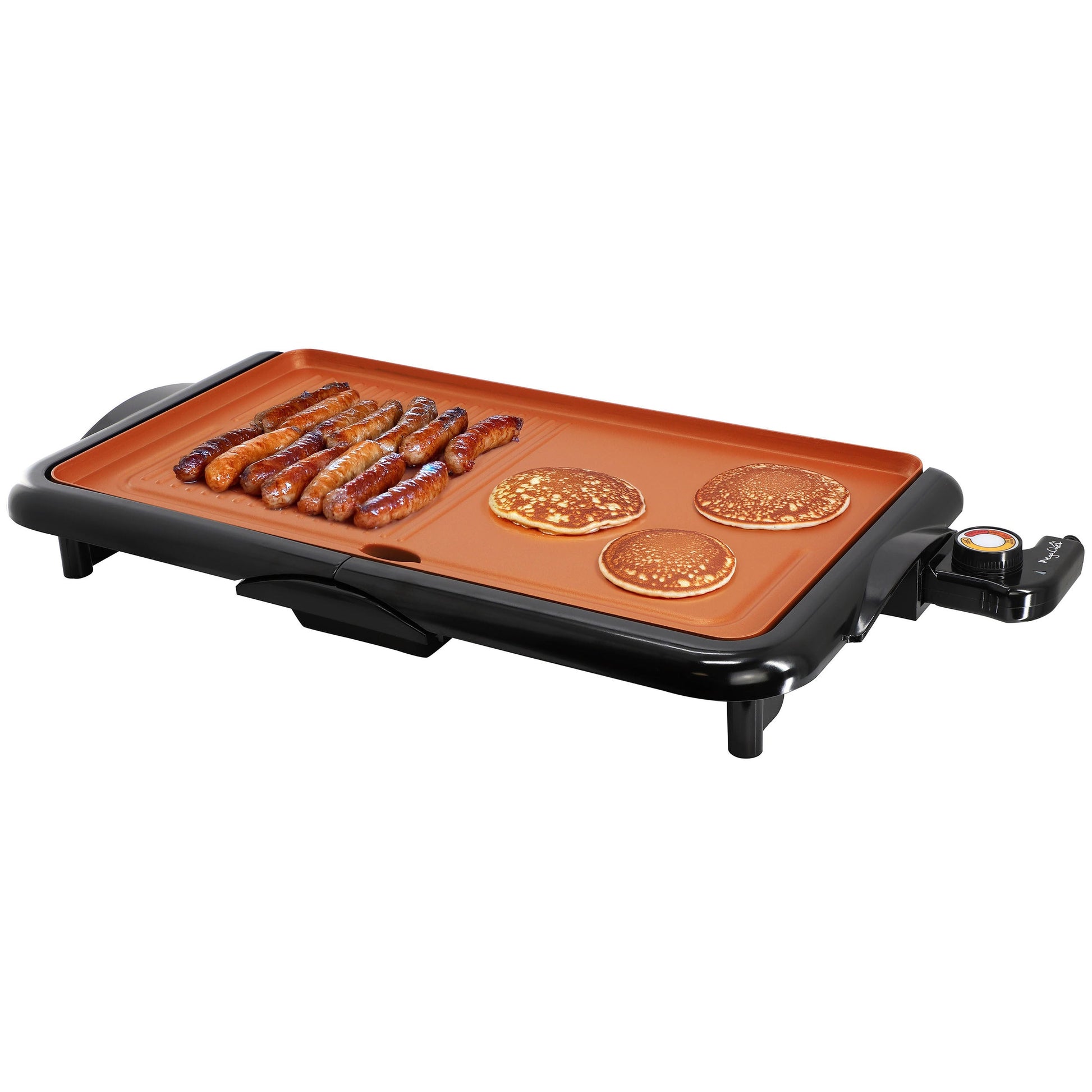 MegaChef 18.89 Inch Electric Grill and Griddle in Black with Copper Coating W2B