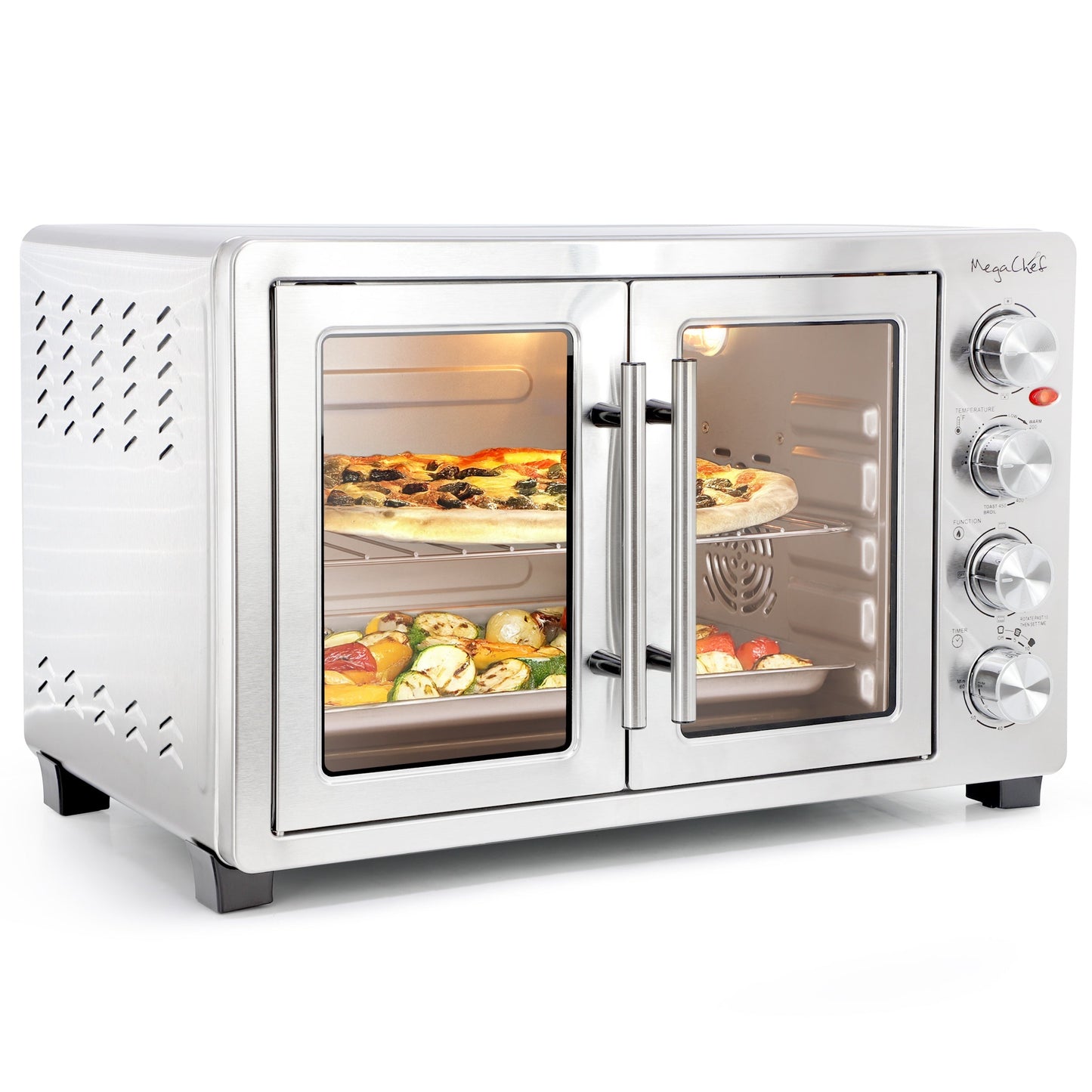 MegaChef 47.6 Quart Electric French Door Rotisserie Convection Counter Top Oven W2B