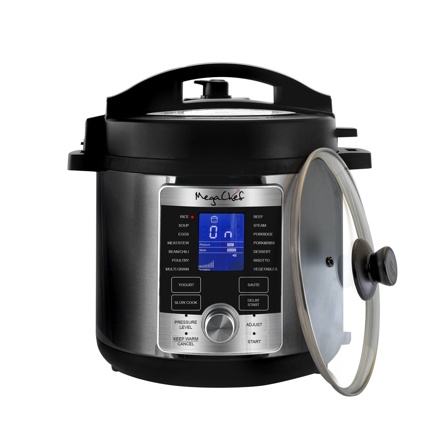MegaChef 6 Quart Stainless Steel Electric Digital Pressure Cooker with Lid W2B