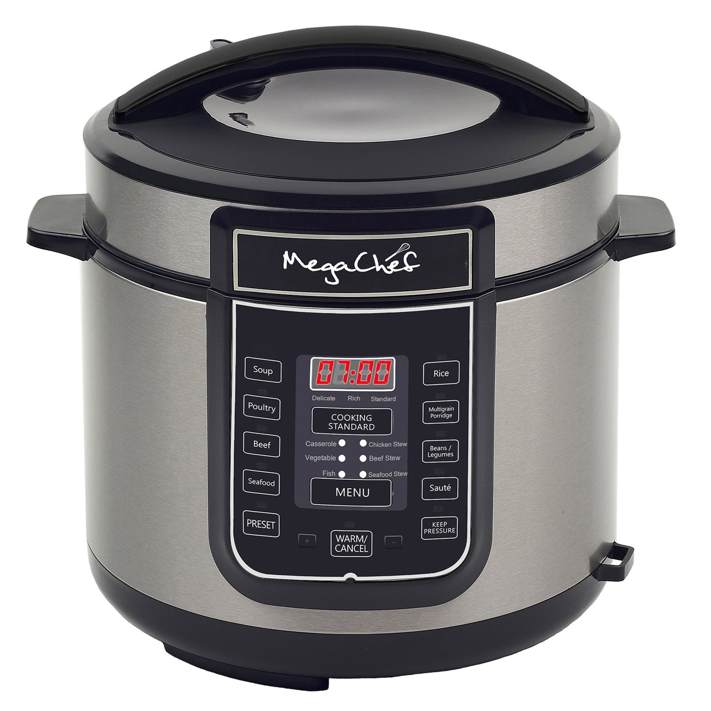 Megachef 6 Quart Digital Pressure Cooker with 14 Pre-set Multi Function Features W2B