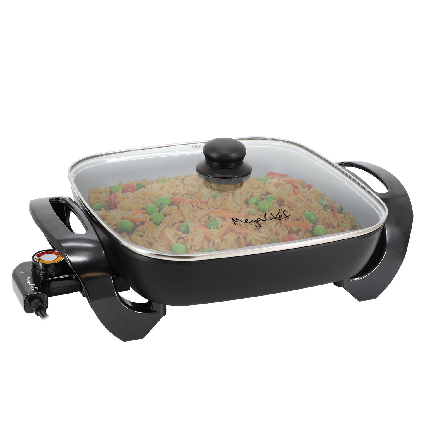 MegaChef 11.81 Inch Electric Skillet with Non-Stick Coating in Black W2B