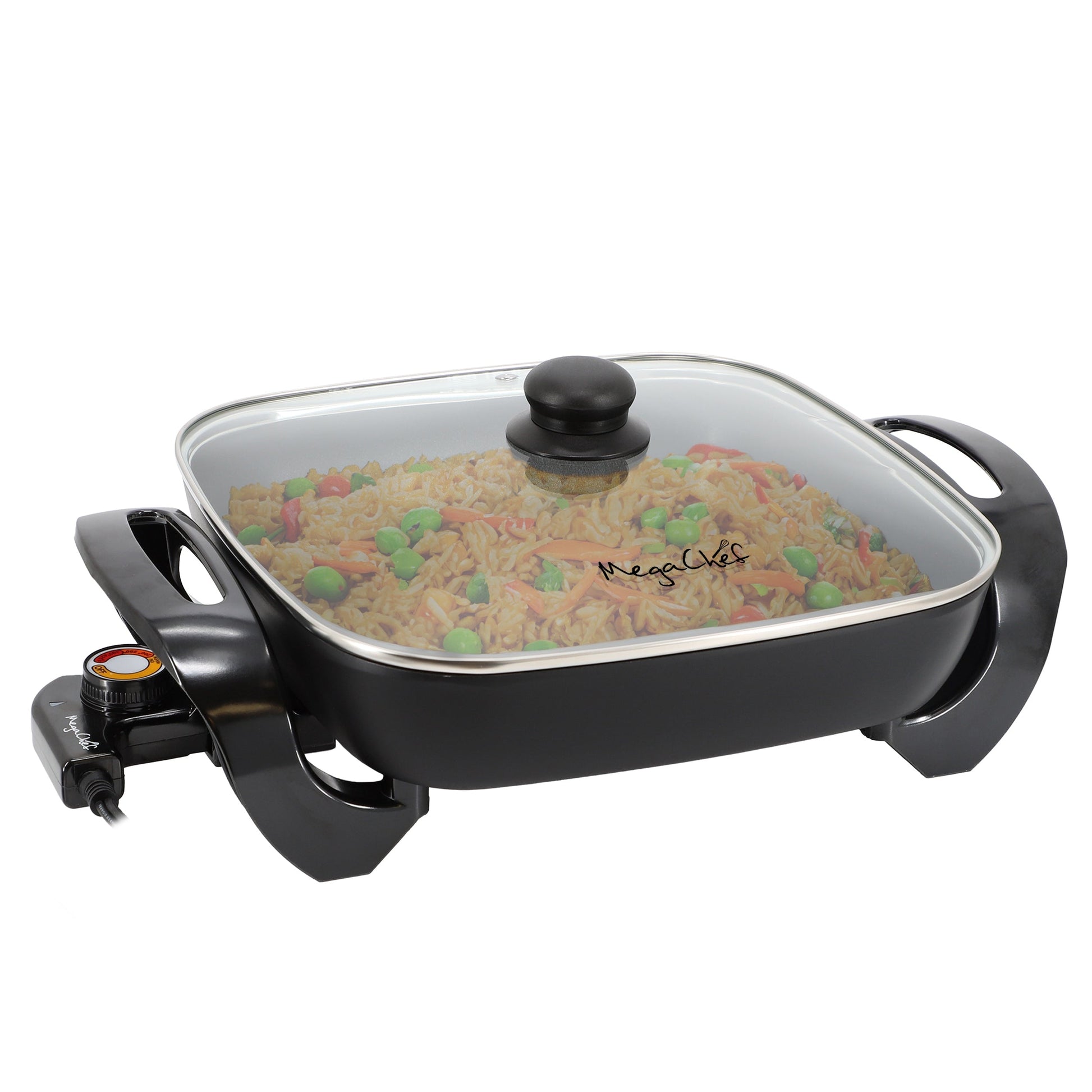 MegaChef 11.81 Inch Electric Skillet with Non-Stick Coating in Black W2B