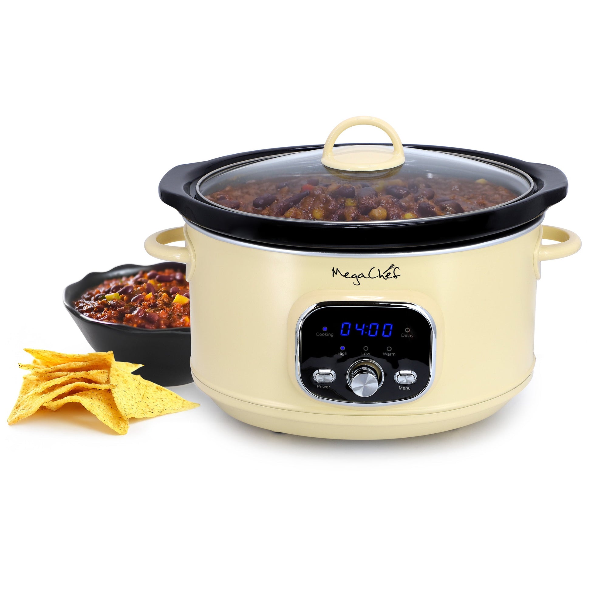 MegaChef 3.7 Quart Electric Slow Cooker in Ivory W2B