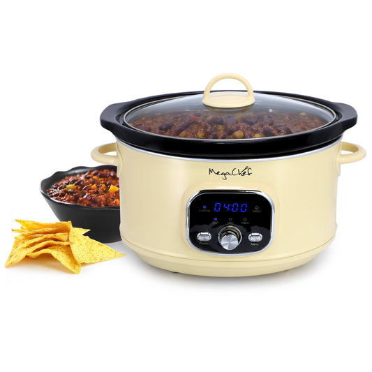 MegaChef 3.7 Quart Electric Slow Cooker in Ivory W2B