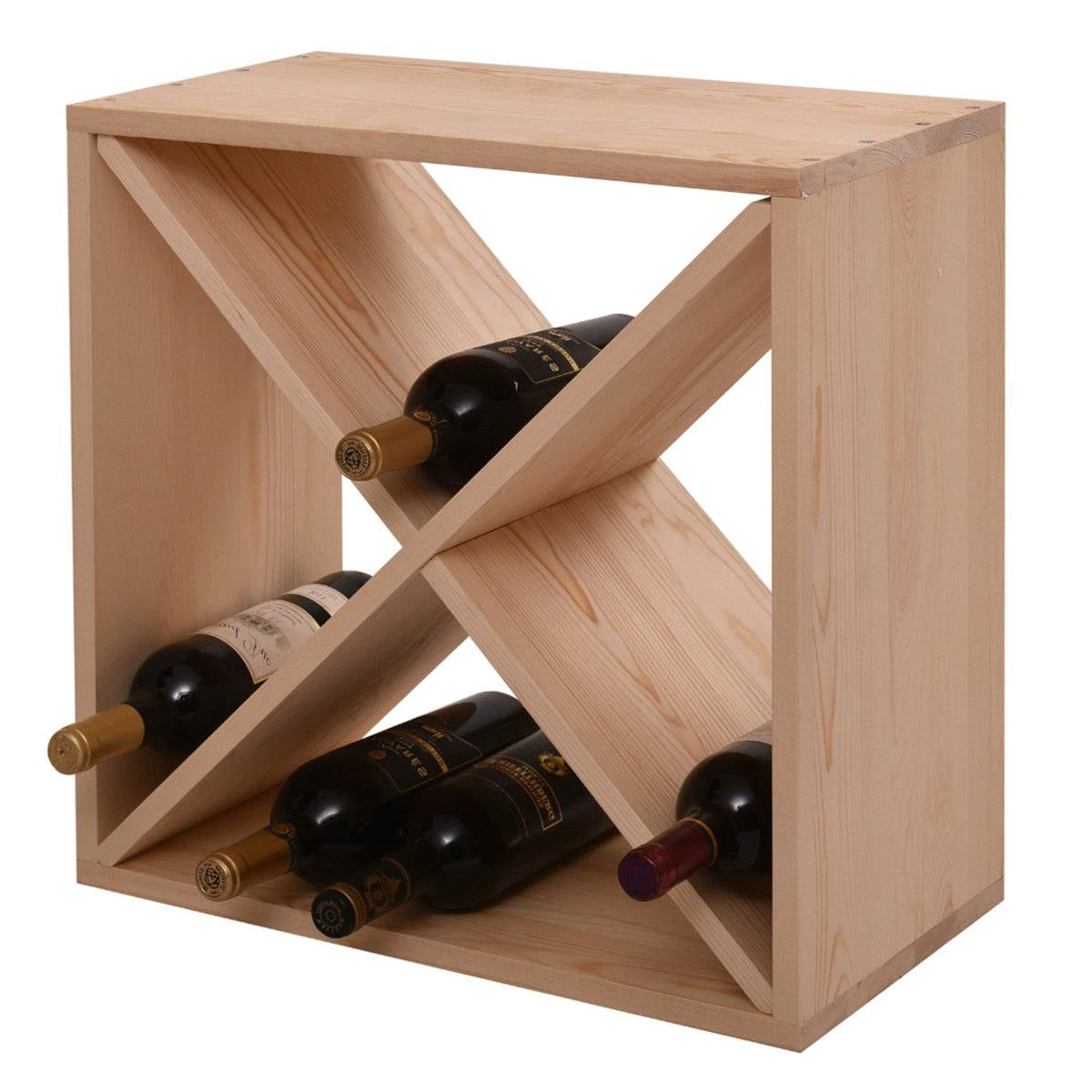 24 Bottle Solid Wood Stackable Modular Wine Rack FastFurnishings