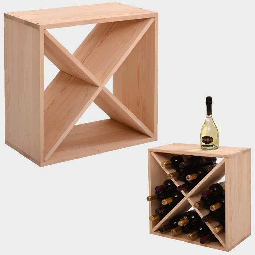 24 Bottle Solid Wood Stackable Modular Wine Rack FastFurnishings