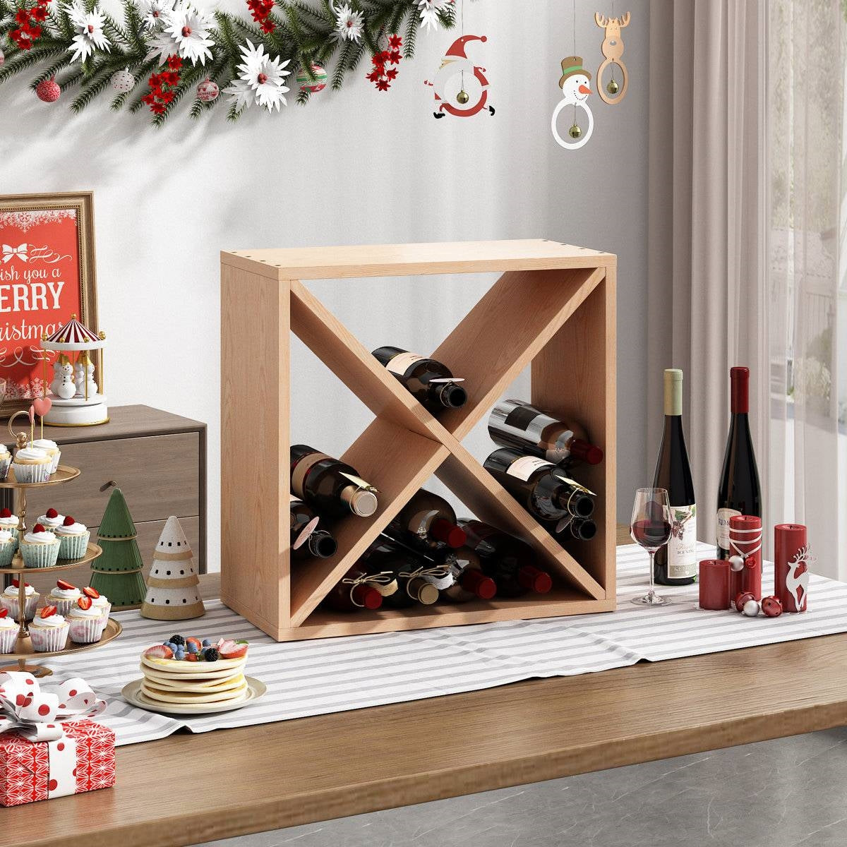 24 Bottle Solid Wood Stackable Modular Wine Rack FastFurnishings