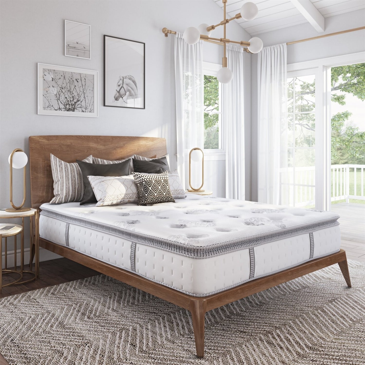 12 inch Medium Firm Pillow Top Hybrid Mattress In A Box - Queen Size FastFurnishings