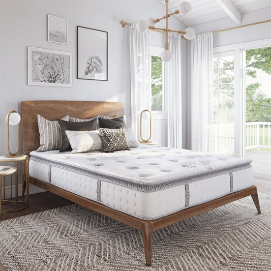 12 inch Medium Firm Pillow Top Hybrid Mattress In A Box - Queen Size FastFurnishings