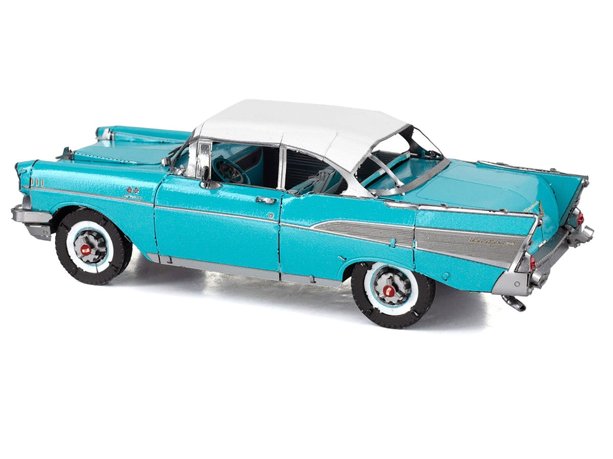 Model Kit 1957 Chevrolet Bel Air Turquoise with White Top (Challenging Difficulty) Steel Model by Metal Earth-1