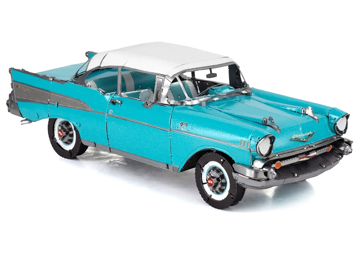 Model Kit 1957 Chevrolet Bel Air Turquoise with White Top (Challenging Difficulty) Steel Model by Metal Earth-3