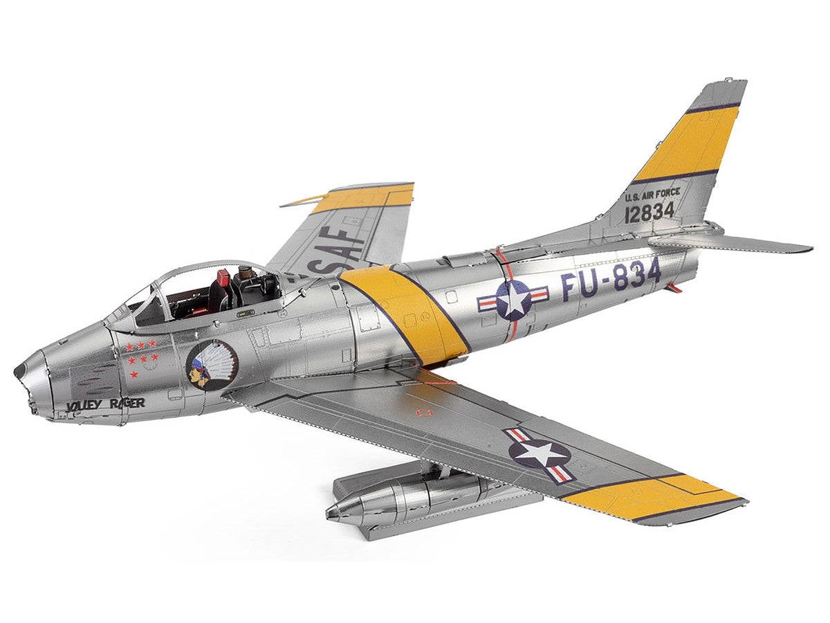 Model Kit North American F-86 Sabre Fighter Aircraft "Jolley Roger" United States Air Force (Moderate Difficulty) Steel Model by Metal Earth-1