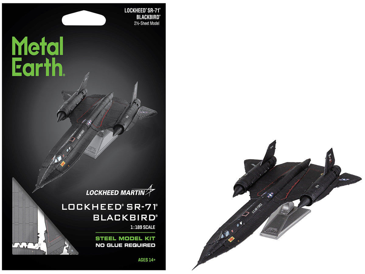 Model Kit Lockheed SR-71 Blackbird Aircraft "United States Air Force" (Moderate Difficulty) Steel Model by Metal Earth Metal Earth