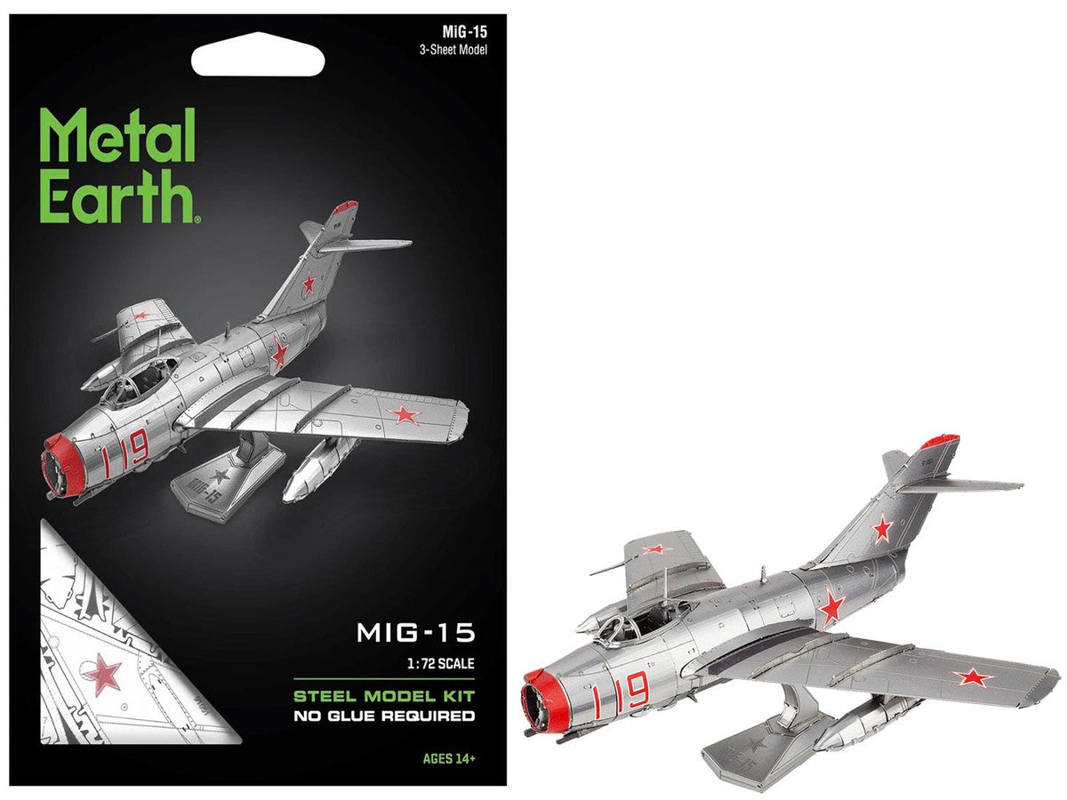 Model Kit Mikoyan-Gurevich MiG-15 Fighter Aircraft "Korean War" Soviet Air Force (Moderate Difficulty) Steel Model by Metal Earth Metal Earth