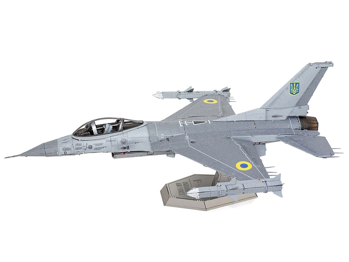 Model Kit Lockheed Martin F-16 Fighting Falcon Aircraft "Ukrainian Air Force" (Moderate Difficulty) Steel Model by Metal Earth-2
