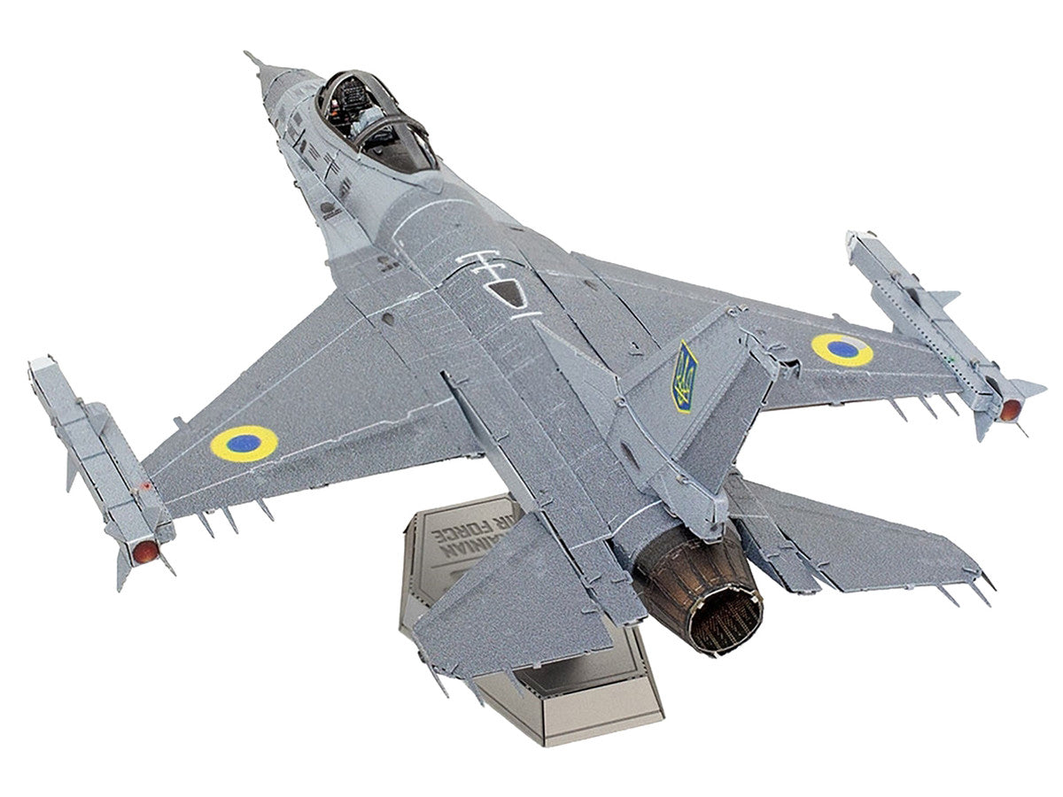 Model Kit Lockheed Martin F-16 Fighting Falcon Aircraft "Ukrainian Air Force" (Moderate Difficulty) Steel Model by Metal Earth-3