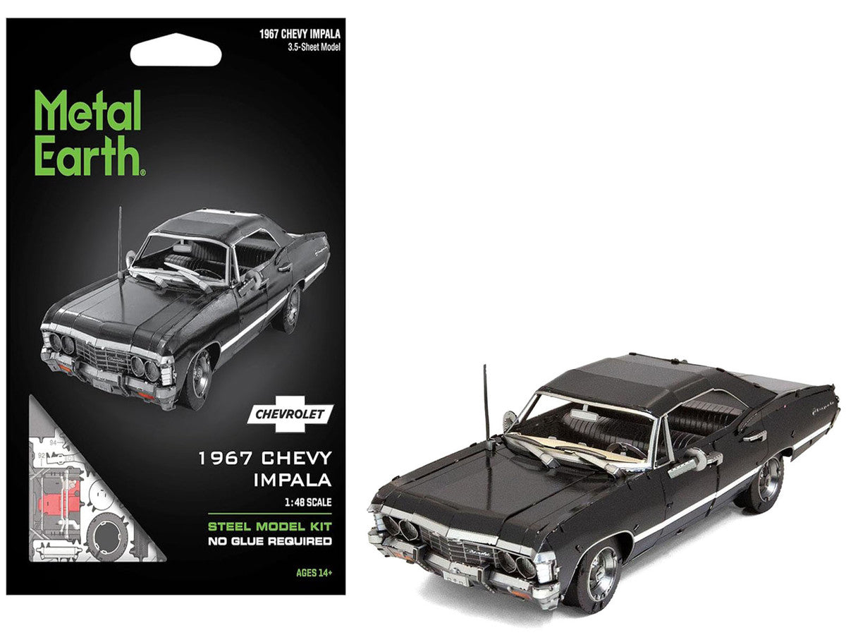 Model Kit 1967 Chevrolet Impala Black (Moderate Difficulty) Steel Model by Metal Earth Metal Earth