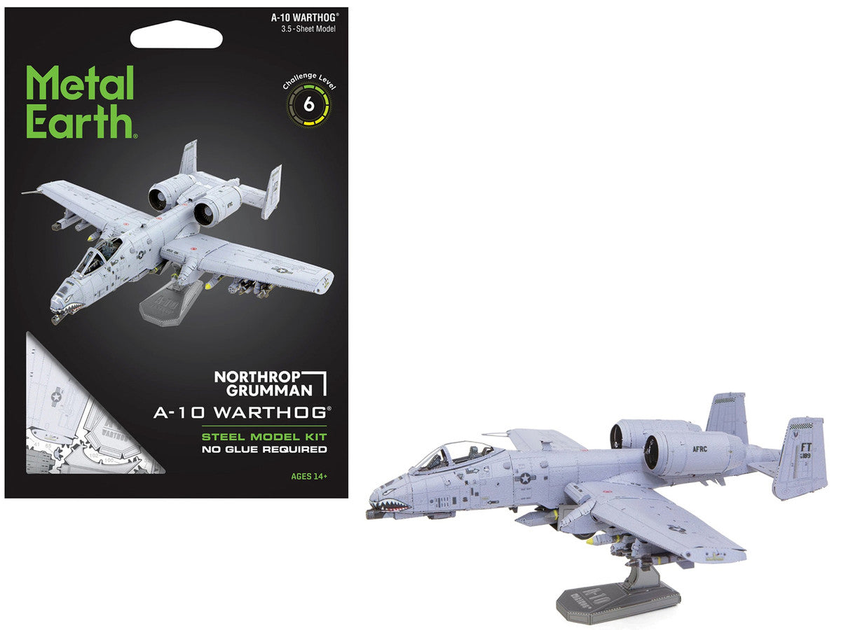 Model Kit Northrop Grumman A-10 "Warthog" Thunderbolt II Aircraft "United States Air Force" Gray (Moderate Difficulty) Steel Model by Metal Earth Metal Earth