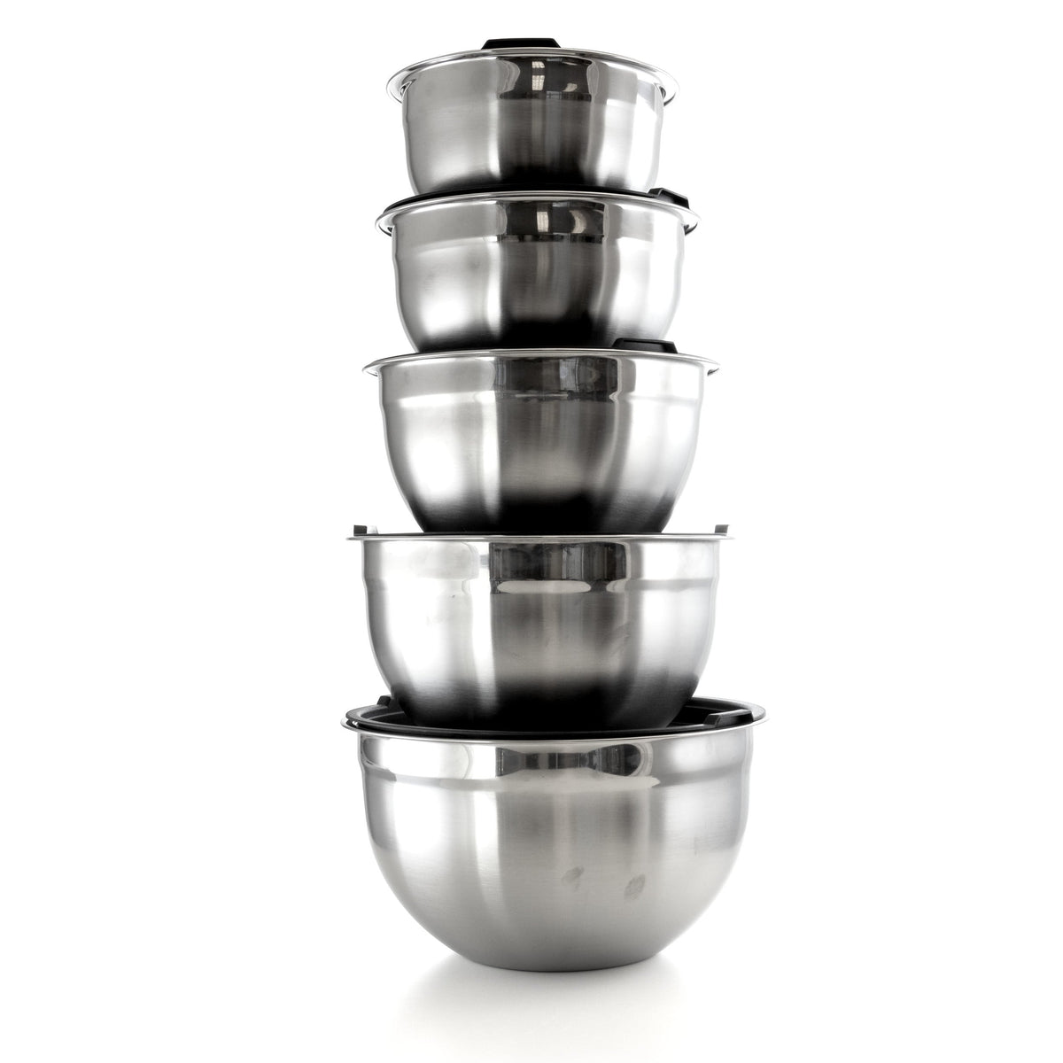 MegaChef 5 Piece Multipurpose Stackable Mixing Bowl Set with Lids W2B