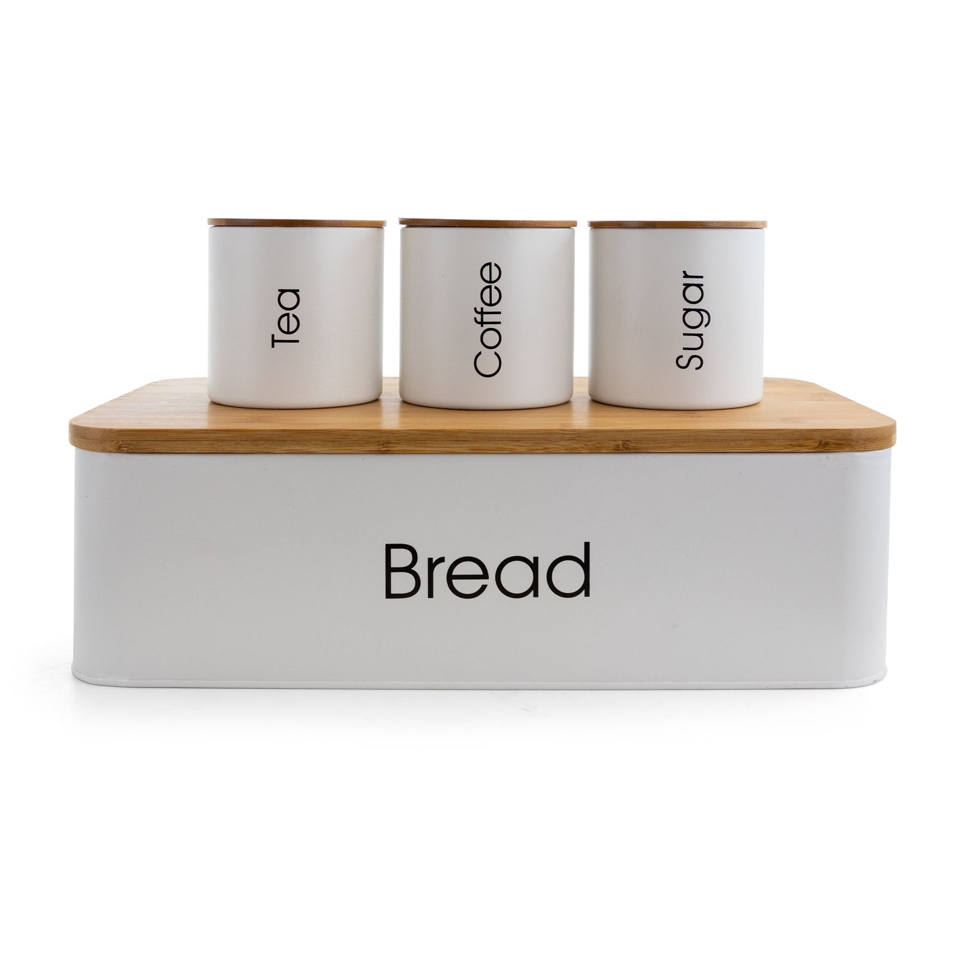 MegaChef Kitchen Food Storage and Organization 4 Piece Canister Set in White W2B