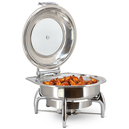 MegaChef 6.3 Quart Stainless Steel Round Professional Chafing Dish/Food Warmer/Buffet Server Serving Dish W2B