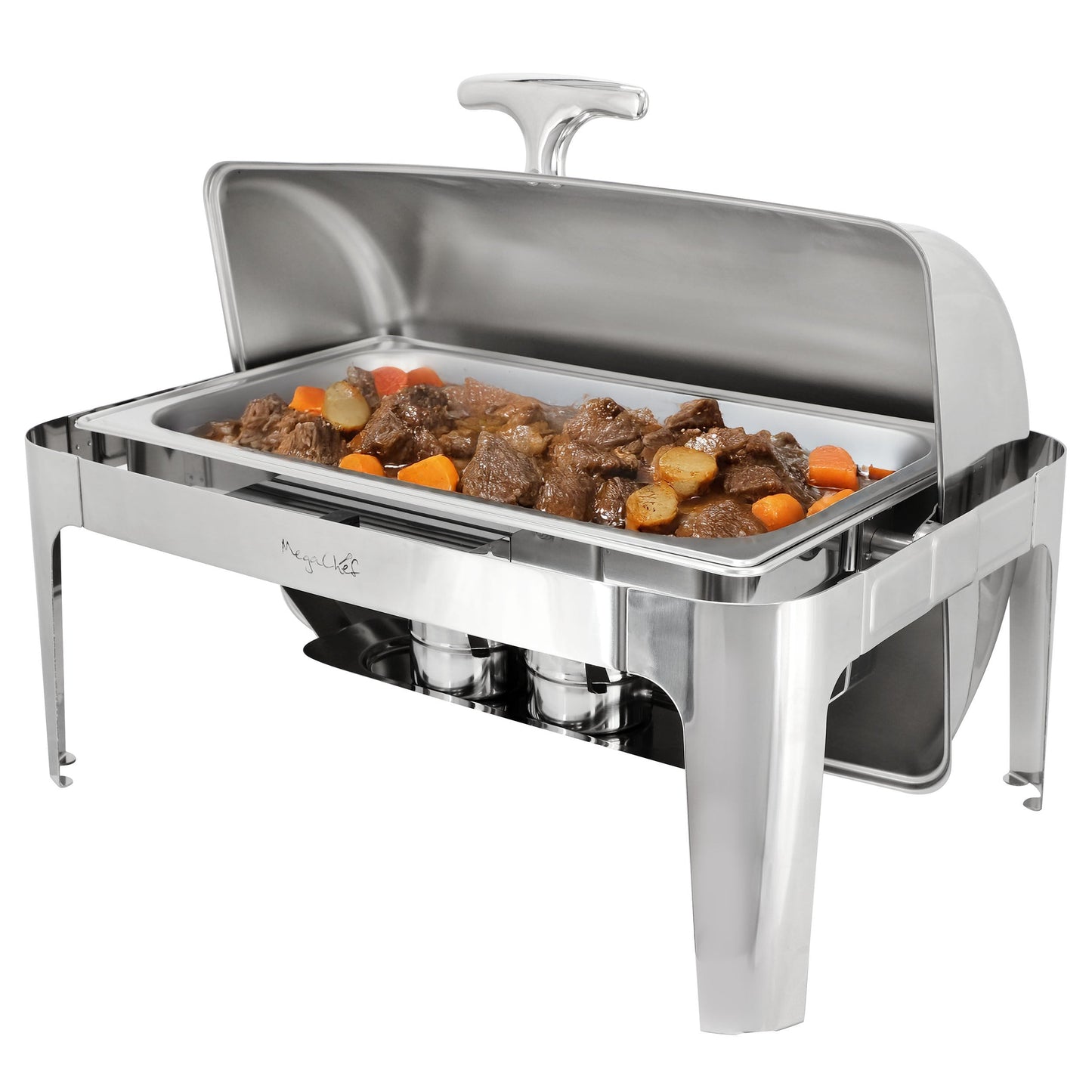 MegaChef 9.5 Quart Oblong Roll Top Stainless Steel Professional Chafing Dish/Food Warmer/Buffet Server Serving Trays W2B