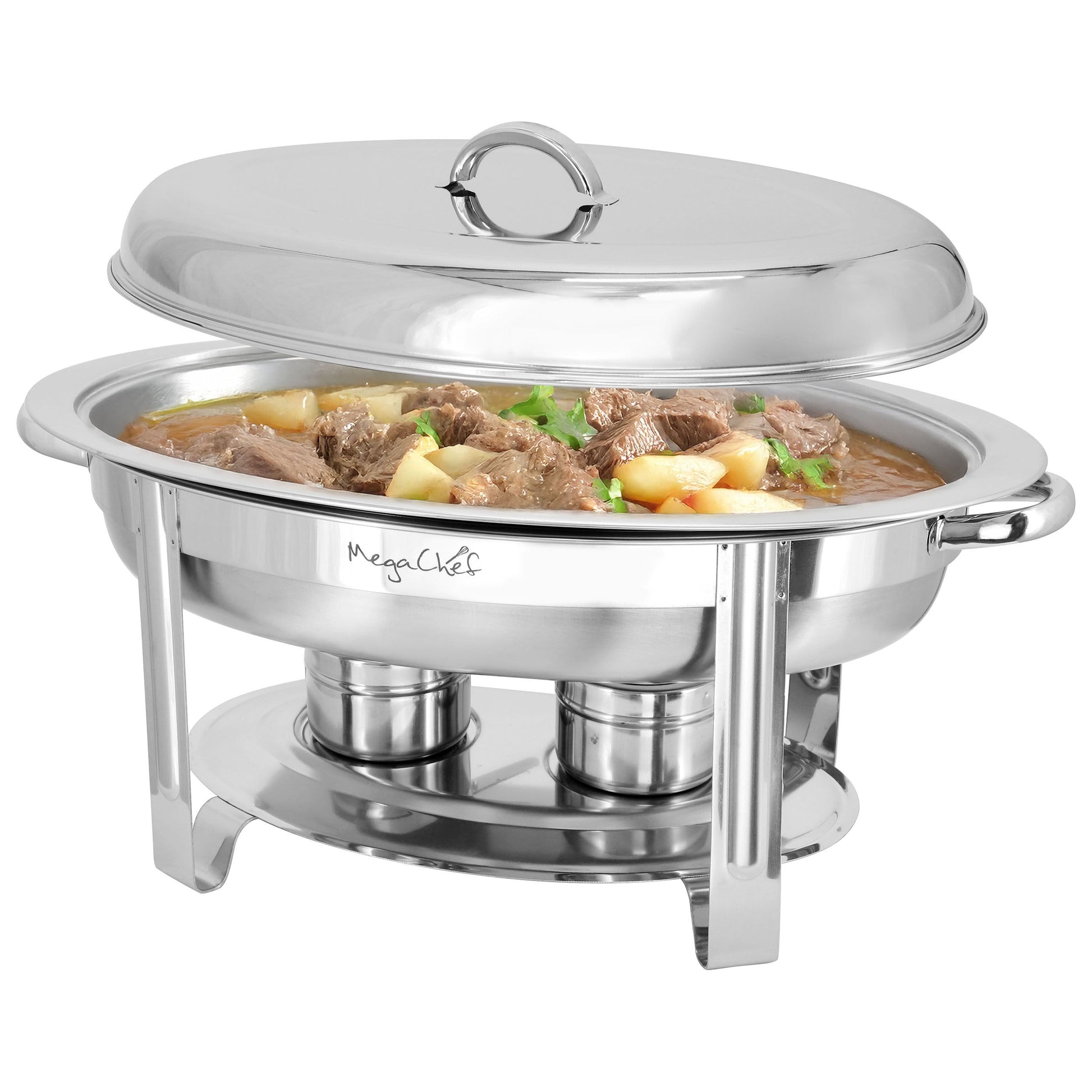MegaChef 5.8 Quart Stainless Steel Oval Professional Chafing Dish/Food Warmer/Buffet Server Serving Dish W2B