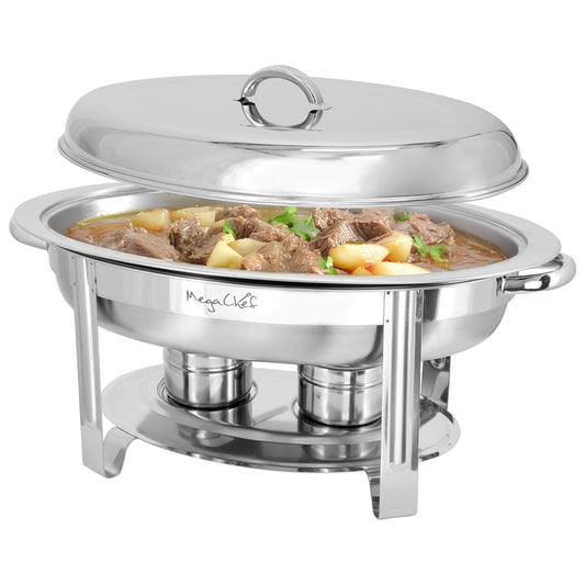 MegaChef 5.8 Quart Stainless Steel Oval Professional Chafing Dish/Food Warmer/Buffet Server Serving Dish W2B