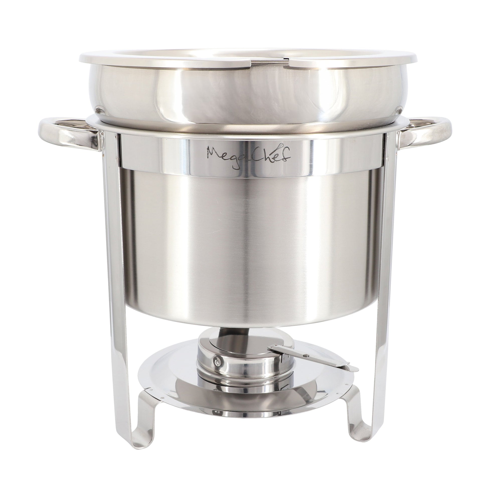 MegaChef 7.4 Quart Round Stainless Steel Soup Professional Chafing Dish/Food Warmer/Buffet Server Serving Trays W2B