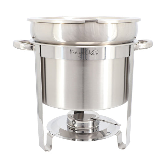 MegaChef 7.4 Quart Round Stainless Steel Soup Professional Chafing Dish/Food Warmer/Buffet Server Serving Trays W2B
